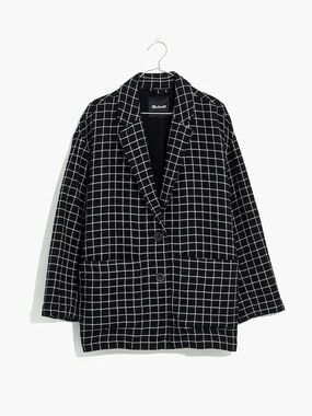 Madewell Waffleback Shaw Blazer in Windowpane True Black ND431
